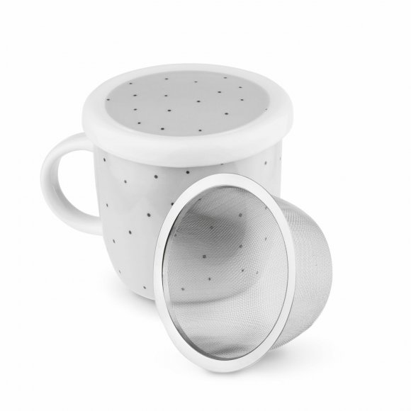 TADAR KROPKI Kubek porcelanowy z zaparzaczem 320 ml