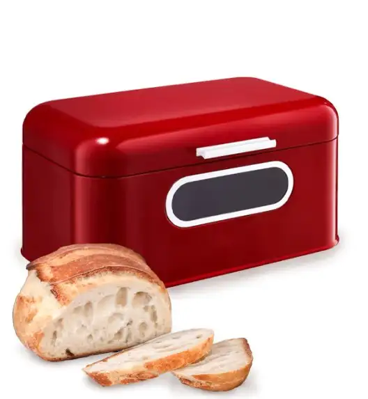 AMBITION NORDIC Stalowy chlebak z okienkiem / czerwony