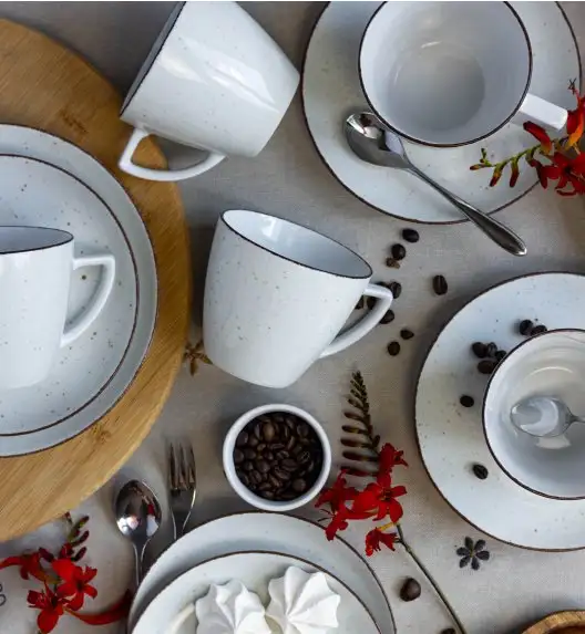 LUBIANA BOSS 6630U Serwis obiadowo - kawowy 72 el / 12 osób / budyniowy / porcelana ręcznie malowana