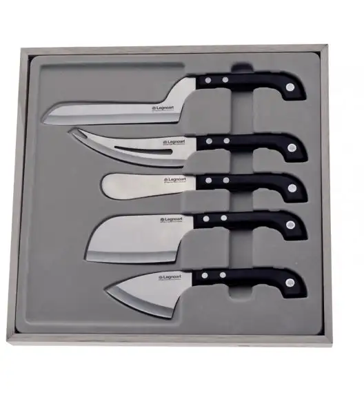 Legnoart Zestaw pięciu noży do serów ze stali węglowej 420. Btrzy.