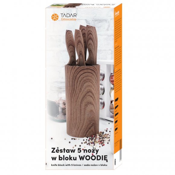 TADAR WOODIE Komplet noży kuchennych w bloku 6 el. / Ostrza z powłoką non-stick