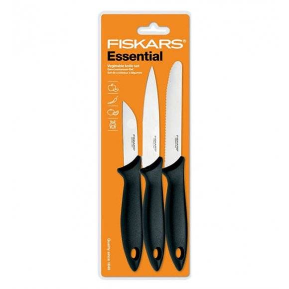 FISKARS ESSENTIAL 1023785+1024162 Zestaw 6 noży (do warzyw i do obierania) + Ostrzałka Essential + GRATIS! OBIERAK DO WARZYW