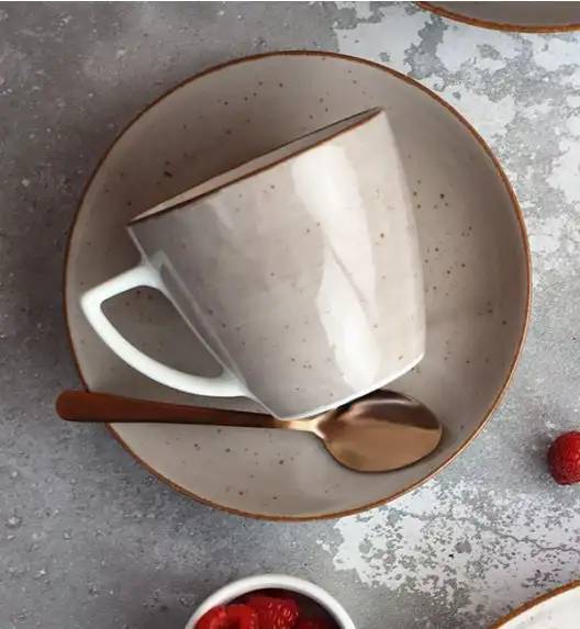 LUBIANA BOSS 6630T Serwis obiadowo - kawowy 40 el / 6 osób / brązowy / porcelana ręcznie malowana