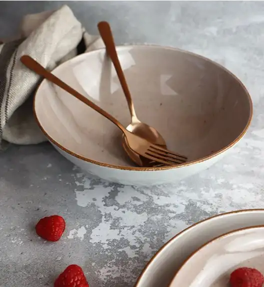 LUBIANA BOSS 6630T Serwis obiadowo - kawowy 40 el / 6 osób / brązowy / porcelana ręcznie malowana