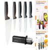 FISKARS FUNCTIONAL FORM 1057557+1057561 Komplet 5 noży (2+3) w pudełkach + ostrzałka ESSENTIAL