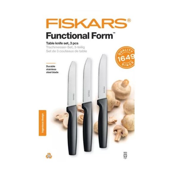 FISKARS FUNCTIONAL FORM 1057562 Komplet 3 noży do pomidorów w pudełku / stal nierdzewna 