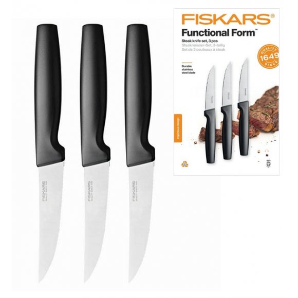 FISKARS FUNCTIONAL FORM 1057564 Komplet 3 noży do steków w pudełku / stal nierdzewna 