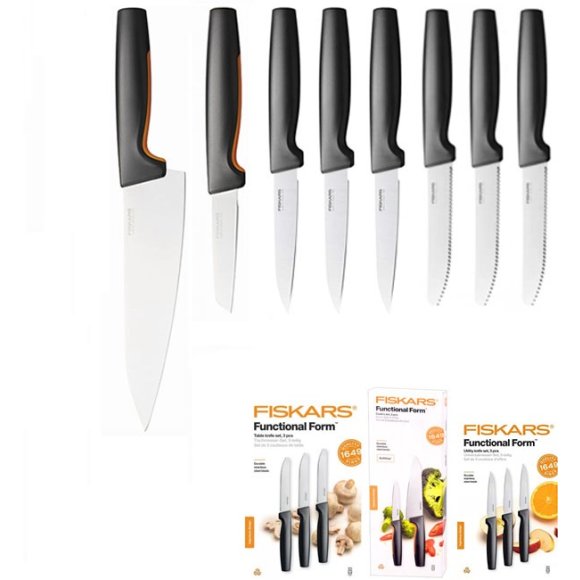 FISKARS FUNCTIONAL FORM 1057557 1057562 1057563 Komplet 2 noży w pudełkach + GRATIS! Obierak do warzyw