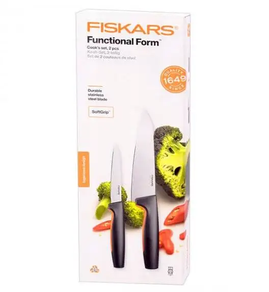 FISKARS FUNCTIONAL FORM 1057557 1057562 1057563 Komplet 8 noży w pudełkach +ostrzałka+ GRATIS! Obierak do warzyw 