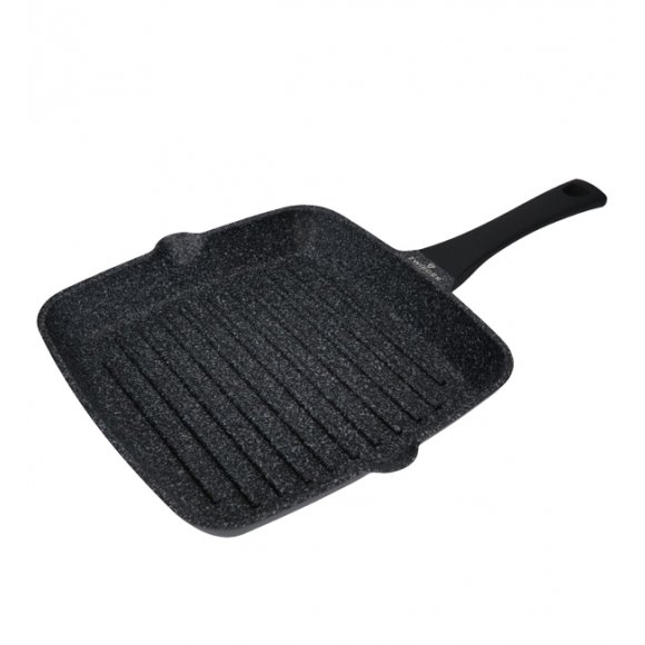 ZWIEGER BLACK STONE Patelnia Grillowa 28 cm GREBLON C3 GRANITE non-stick