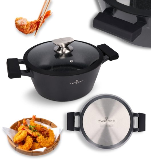 ZWIEGER BLACK STONE Garnek 24 cm GREBLON non-stick