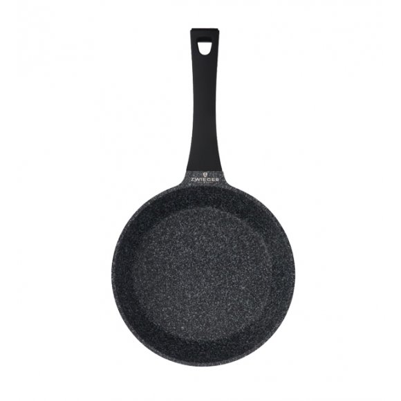 ZWIEGER BLACK STONE Patelnia 20 cm + Pokrywka uniwersalna Tadar / GREBLON C3 GRANITE non-stick