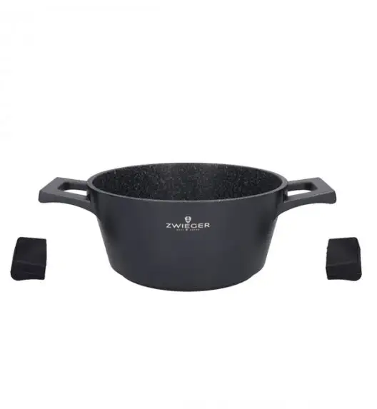ZWIEGER BLACK STONE Zestaw garnków z pokrywkami 20, 24, 28 cm + Rondel 16 cm GREBLON non-stick