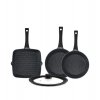 ZWIEGER BLACK STONE Komplet patelni 24, 28 cm + Patelnia grillowa 28 cm + Pokrywka uniwersalna Tadar / GREBLON non-stick