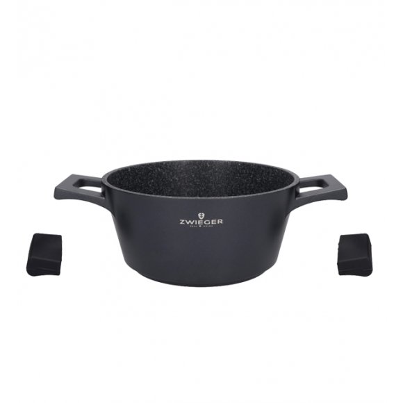 ZWIEGER BLACK STONE Zestaw garnków z pokrywkami 20, 24, 28 cm / GREBLON C3 GRANITE non-stick