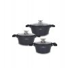 ZWIEGER BLACK STONE Zestaw garnków z pokrywkami 20, 24, 28 cm / GREBLON non-stick