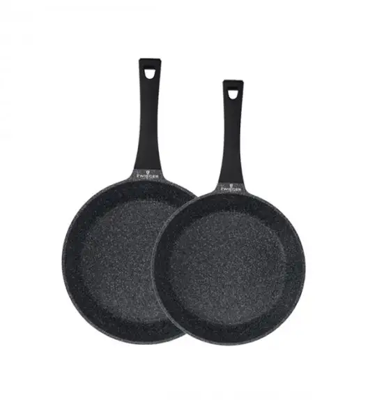 ZWIEGER BLACK STONE Zestaw garnków z pokrywkami 20, 24, 28 cm + Patelnie 24, 28 cm + Pokrywka uniwersalna Tadar