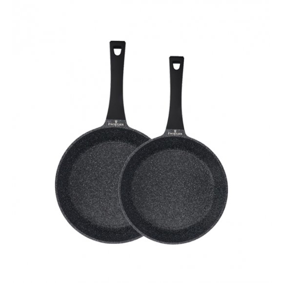 ZWIEGER BLACK STONE Zestaw garnków z pokrywkami 24, 28 cm + Patelnie 24, 28 cm + Pokrywka uniwersalna Tadar