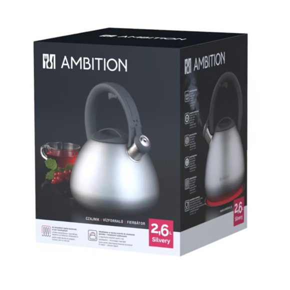 AMBITION SILVERY Czajnik 2,6 l srebrny / indukcja