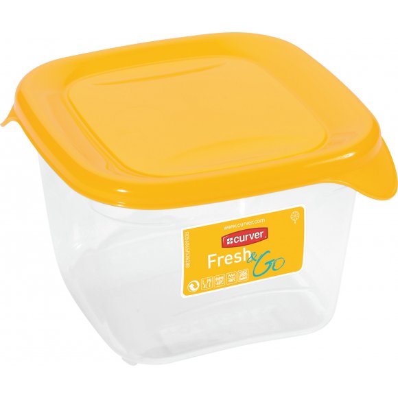 CURVER FRESH&GO Kwadratowy pojemnik na żywność 0,45 L / żółty