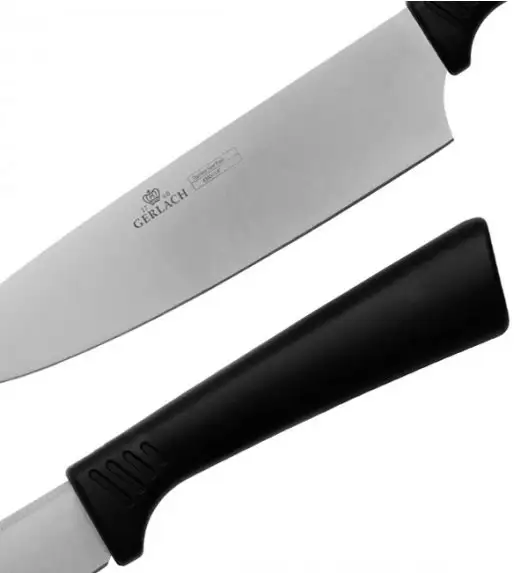 GERLACH SMART BLACK 994 Zestaw noży w bloku 6 elementów + Tasak z deską + nożyce stalowe / antypoślizgowa rękojeść 