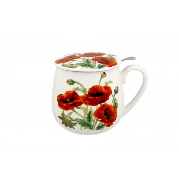 DUO POPPIES Kubek baryłka 430 ml z zaparzaczem / porcelana