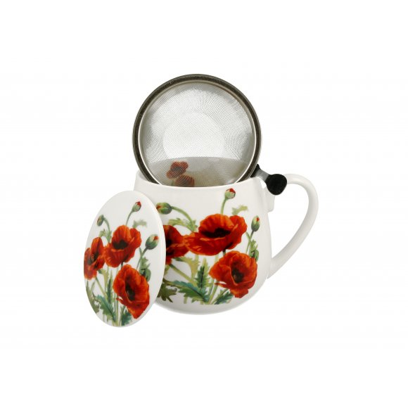 DUO POPPIES Kubek baryłka 430 ml z zaparzaczem / porcelana