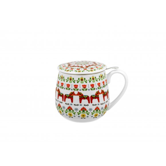 DUO SKANDYNAWSKI Kubek baryłka 430 ml z zaparzaczem / porcelana