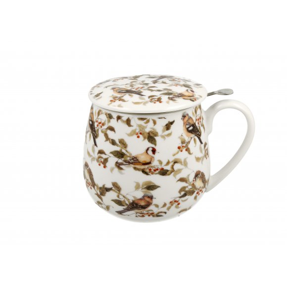 DUO PTASZKI Kubek baryłka 430 ml z zaparzaczem / porcelana