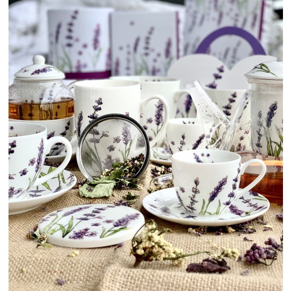 DUO LAVENDER Kubek na stopce 480 ml / porcelana