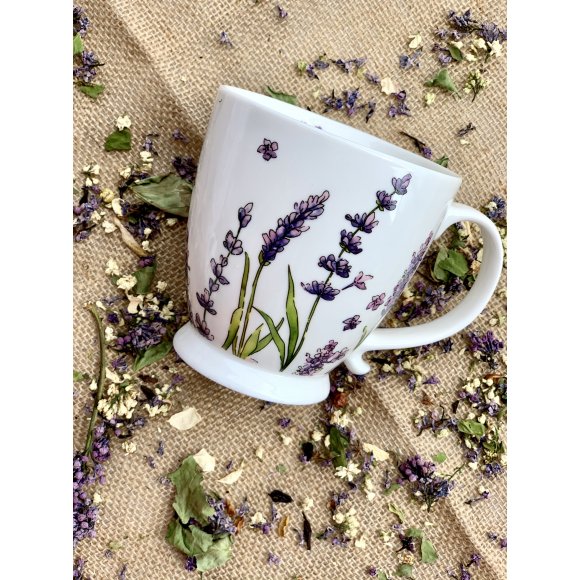 DUO LAVENDER Kubek na stopce 480 ml / porcelana