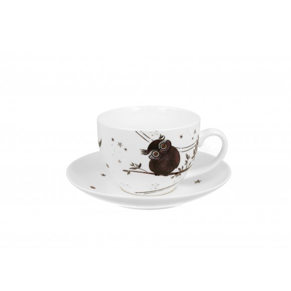 DUO CHARMING OWLS Filiżanka jumbo 470 ml ze spodkiem / porcelana