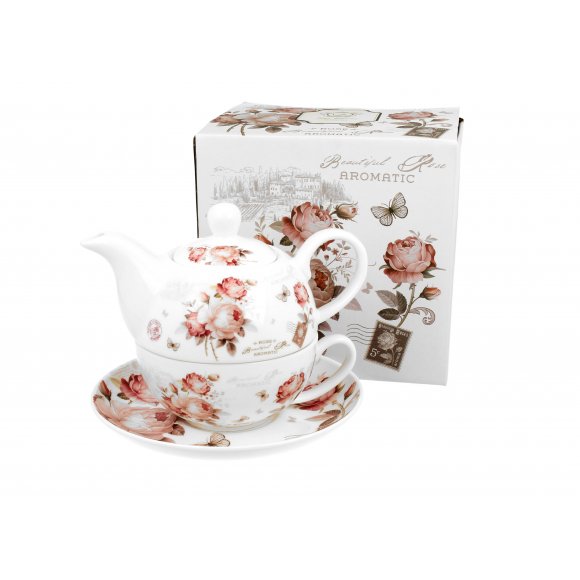 DUO SECESJA Tea for one - Filiżanka z dzbankiem 350 ml i spodkiem / porcelana