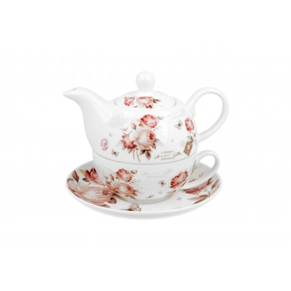 DUO SECESJA Tea for one - Filiżanka z dzbankiem 350 ml i spodkiem / porcelana