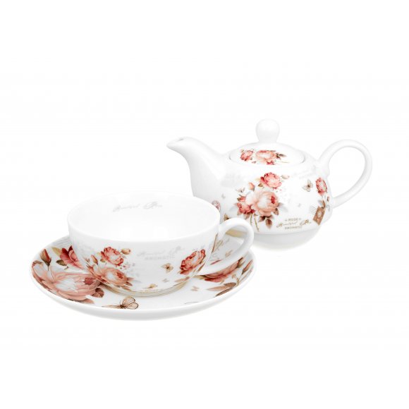 DUO SECESJA Tea for one - Filiżanka z dzbankiem 350 ml i spodkiem / porcelana