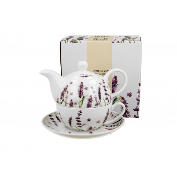 DUO LAVENDER Tea for one - Filiżanka z dzbankiem 350 ml i spodkiem / porcelana