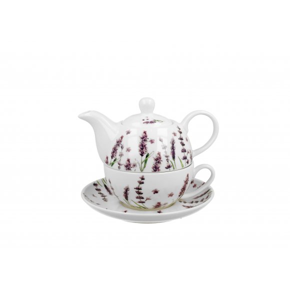 DUO LAVENDER Tea for one - Filiżanka z dzbankiem 350 ml i spodkiem / porcelana