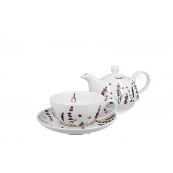 DUO LAVENDER Tea for one - Filiżanka z dzbankiem 350 ml i spodkiem / porcelana