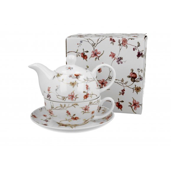 DUO SAFA Tea for one - Filiżanka z dzbankiem 350 ml i spodkiem / porcelana