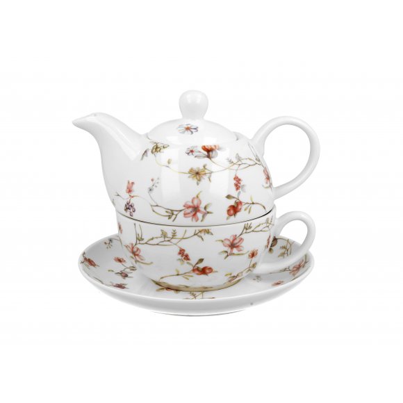 DUO SAFA Tea for one - Filiżanka z dzbankiem 350 ml i spodkiem / porcelana