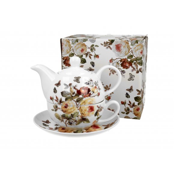 DUO ZAHRA Tea for one - Filiżanka z dzbankiem 350 ml i spodkiem / porcelana