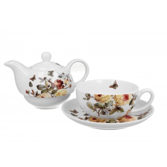 DUO ZAHRA Tea for one - Filiżanka z dzbankiem 350 ml i spodkiem / porcelana