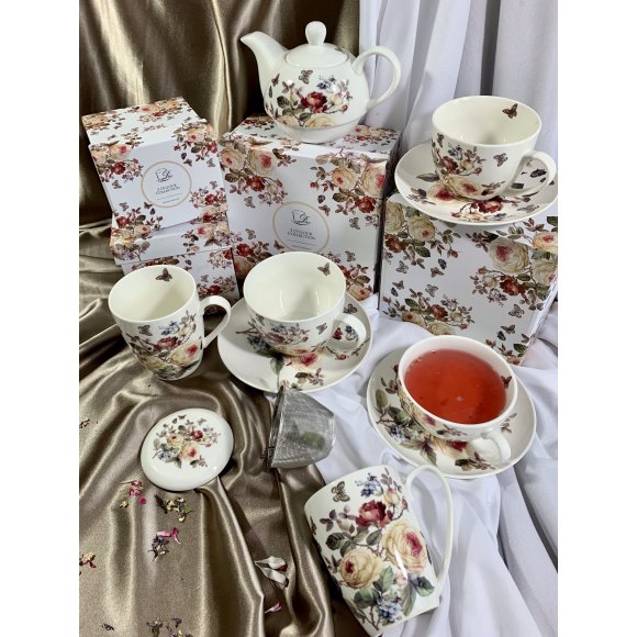 DUO ZAHRA Tea for one - Filiżanka z dzbankiem 350 ml i spodkiem / porcelana