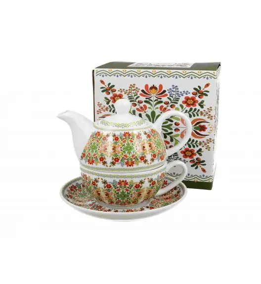 DUO WĘGIERSKI Tea for one - Filiżanka z dzbankiem 350 ml i spodkiem / porcelana
