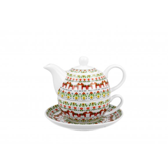 DUO SKANDYNAWSKI Tea for one - Filiżanka z dzbankiem 350 ml i spodkiem / porcelana