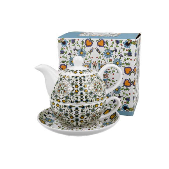 DUO KASZUBSKI Tea for one - Filiżanka z dzbankiem 350 ml i spodkiem / porcelana