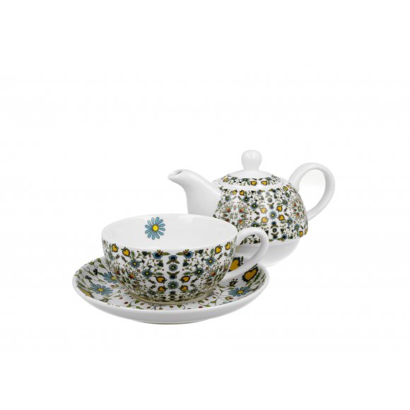 DUO KASZUBSKI Tea for one - Filiżanka z dzbankiem 350 ml i spodkiem / porcelana