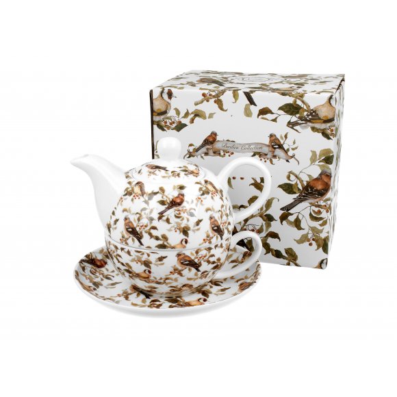 DUO PTASZKI Tea for one - Filiżanka z dzbankiem 350 ml i spodkiem / porcelana