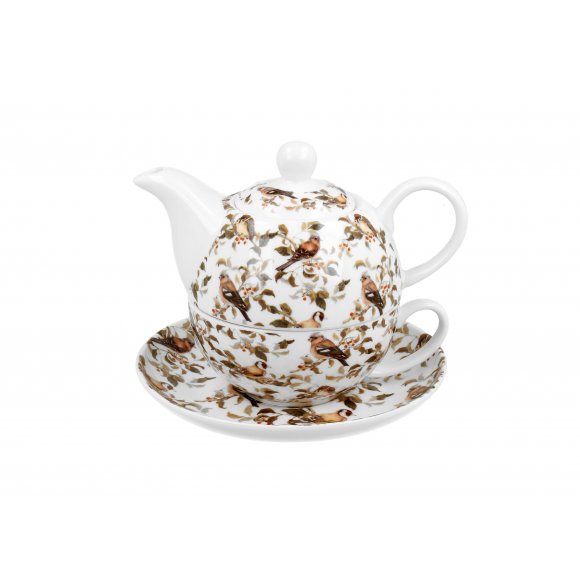 DUO PTASZKI Tea for one - Filiżanka z dzbankiem 350 ml i spodkiem / porcelana