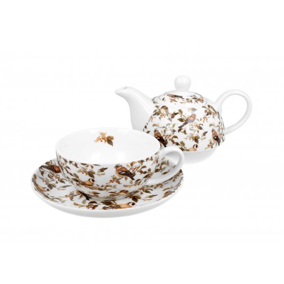 DUO PTASZKI Tea for one - Filiżanka z dzbankiem 350 ml i spodkiem / porcelana